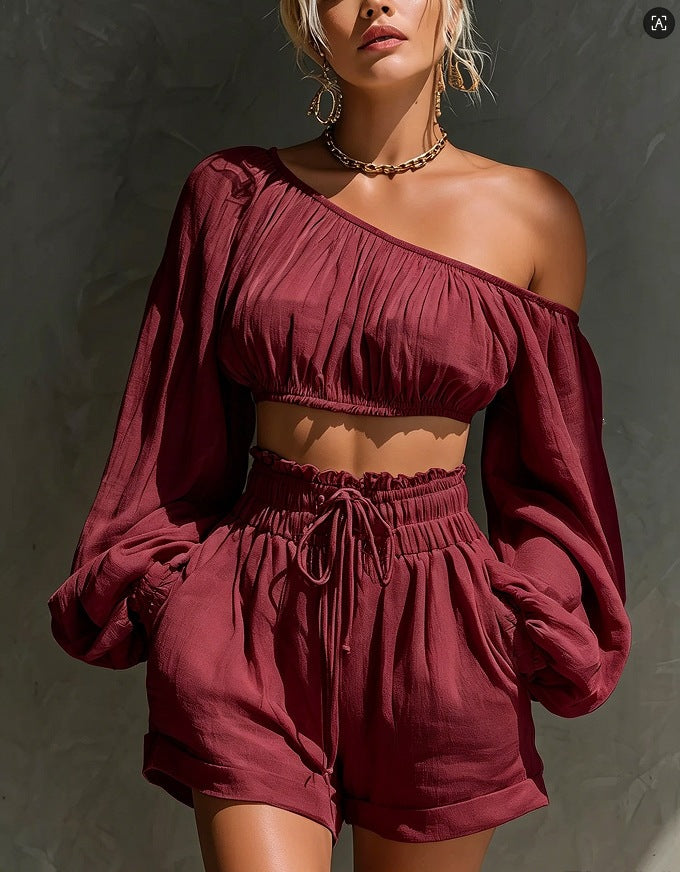 Luna One-Shoulder Resort Set | Crystals Paris