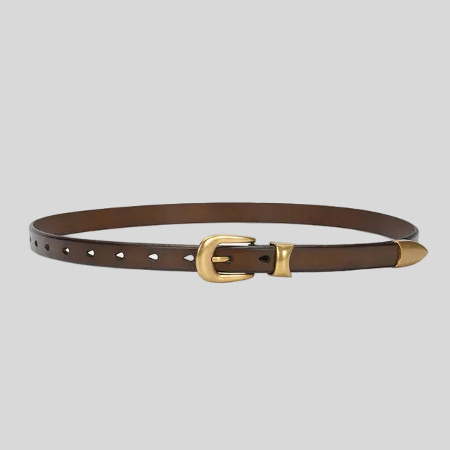 Élise Vintage Gold Buckle Leather Belt