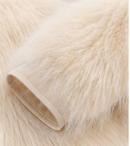 Élise Pearl-Trim Faux Fur Jacket – Ivory