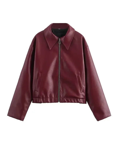 Élise Women's Faux Leather Zip-Up Jacket
