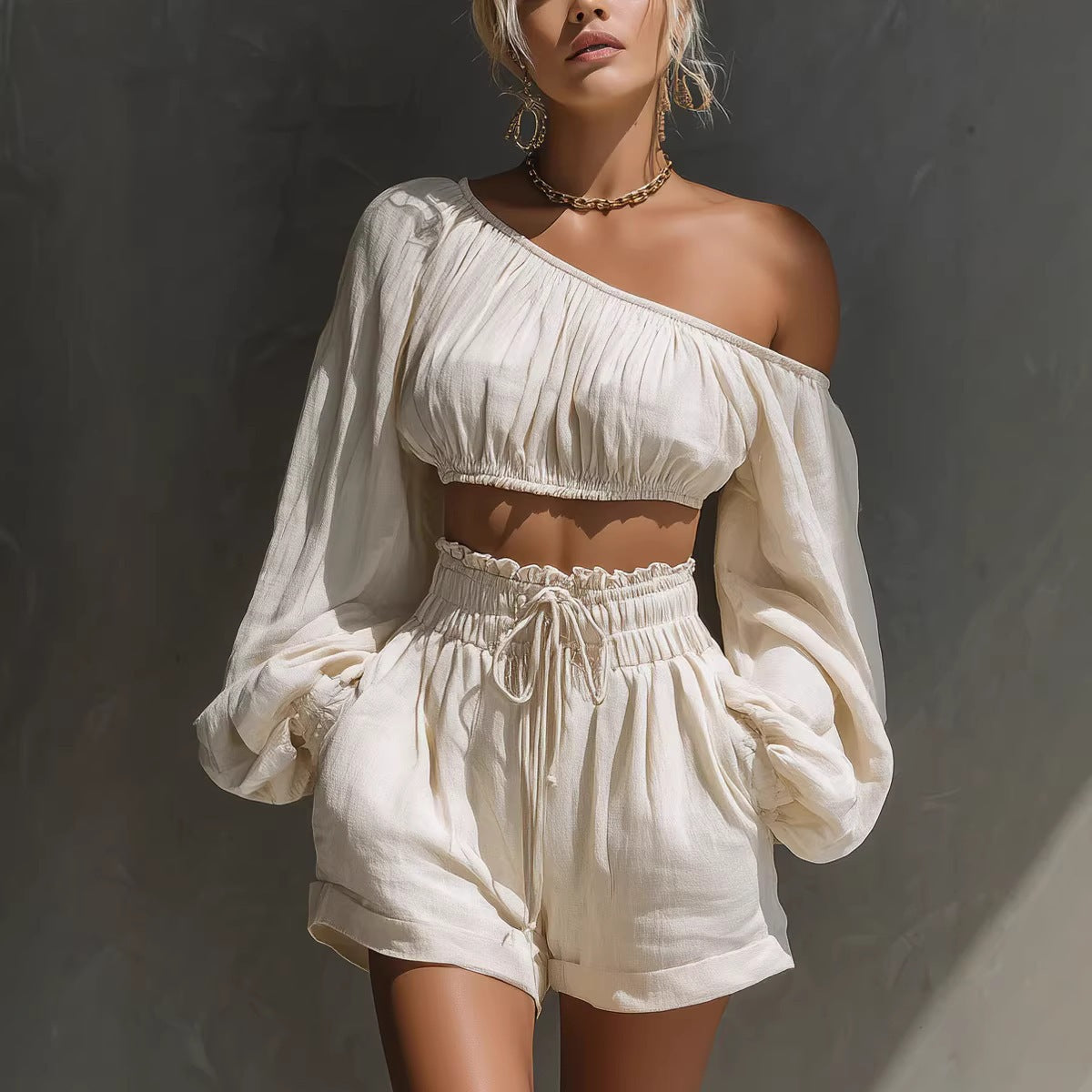 Luna One-Shoulder Resort Set | Crystals Paris