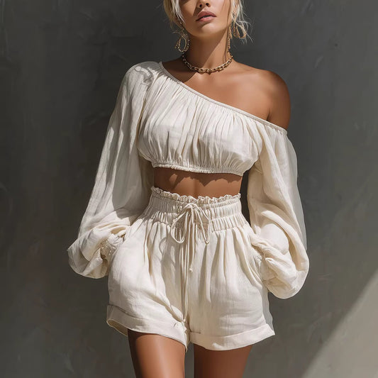 Luna One-Shoulder Resort Set | Crystals Paris