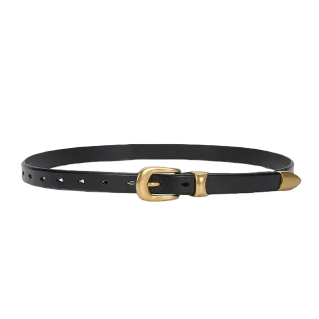 Élise Vintage Gold Buckle Leather Belt