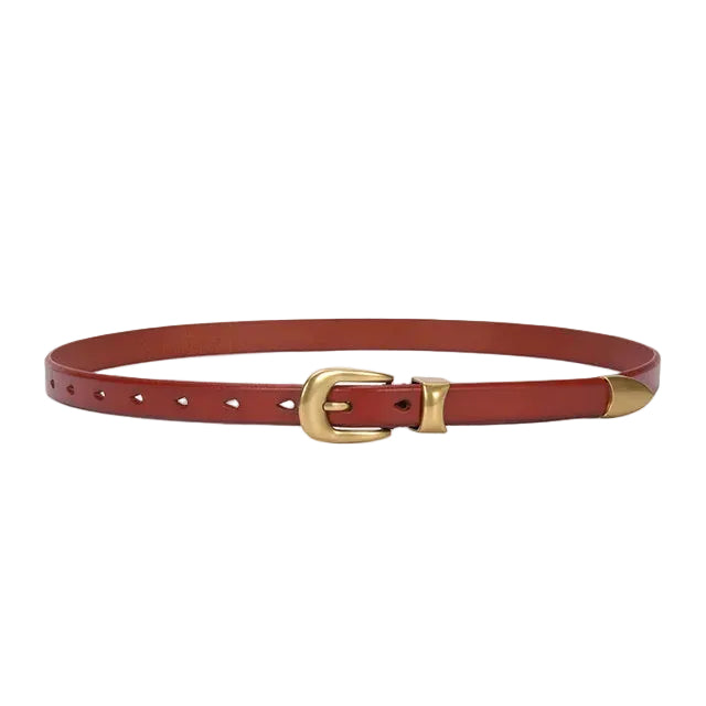 Élise Vintage Gold Buckle Leather Belt