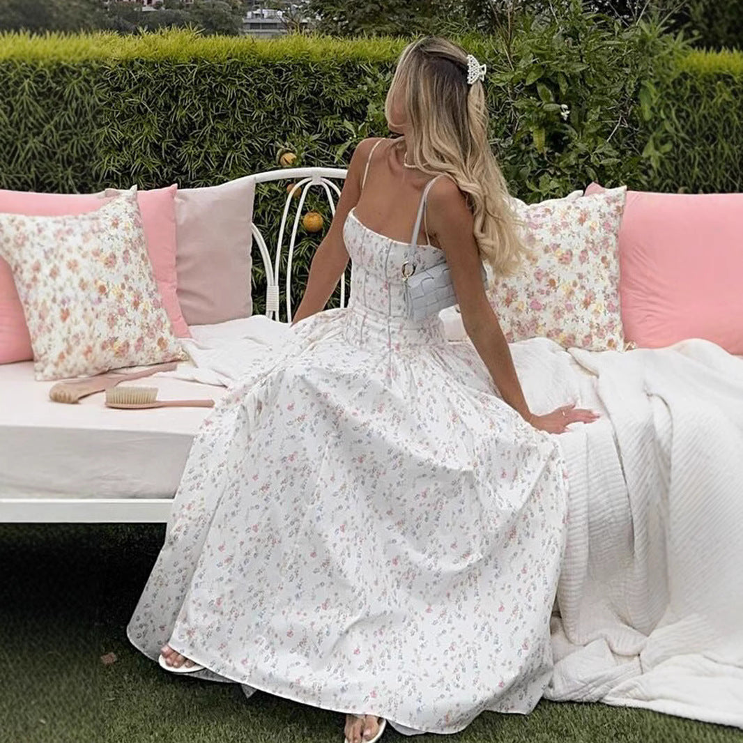 Luxury Floral Corset Maxi Dress – Romantic Summer Evening Gown
