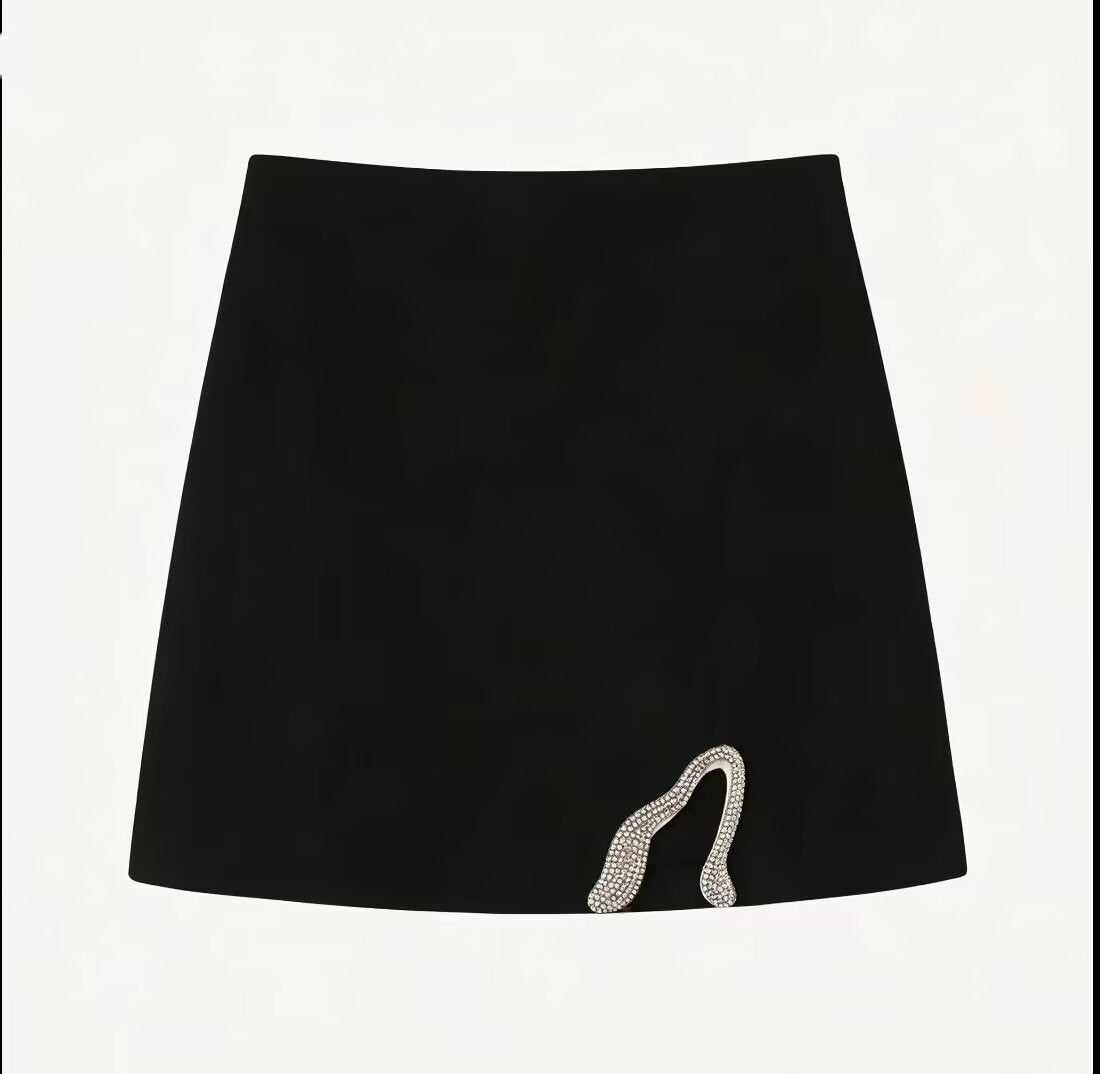 Serpentine Crystal Detail Top & Mini Skirt Separates