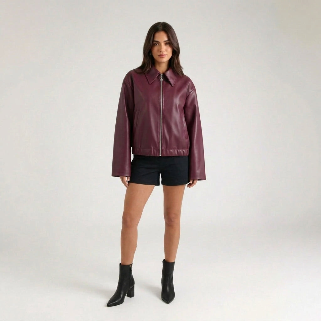 Élise Women's Faux Leather Zip-Up Jacket