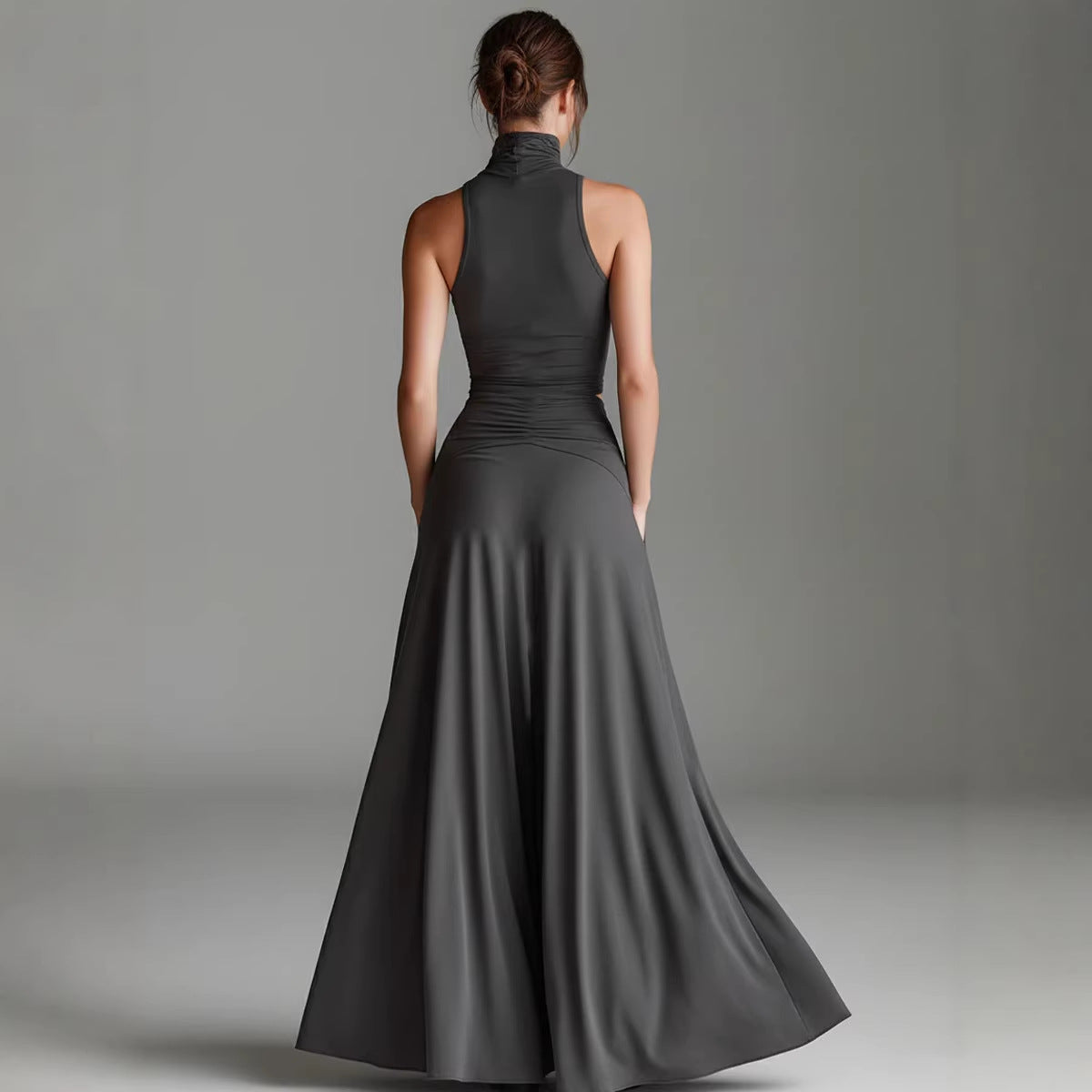 Luxe High Neck Two-Piece Maxi Dress Set