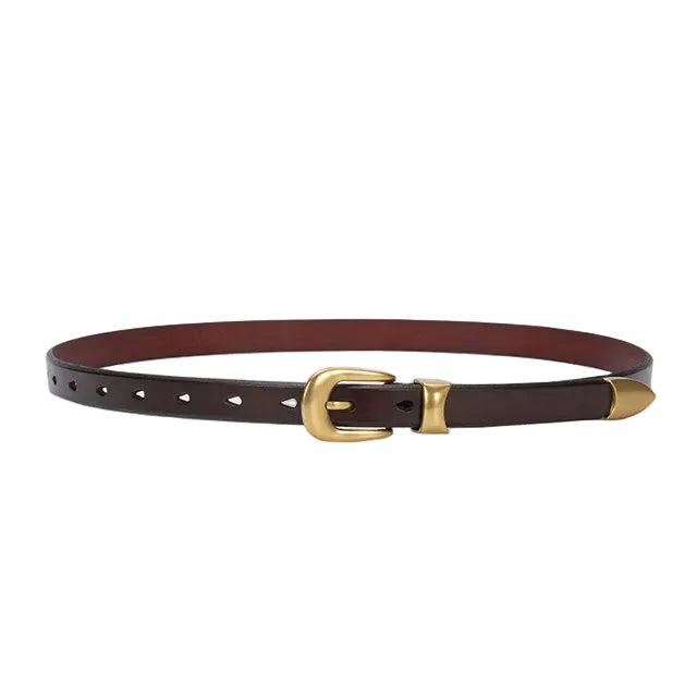 Élise Vintage Gold Buckle Leather Belt