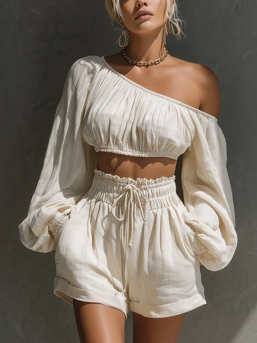 Luna One-Shoulder Resort Set | Crystals Paris