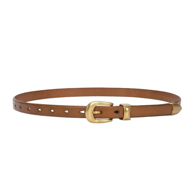 Élise Vintage Gold Buckle Leather Belt