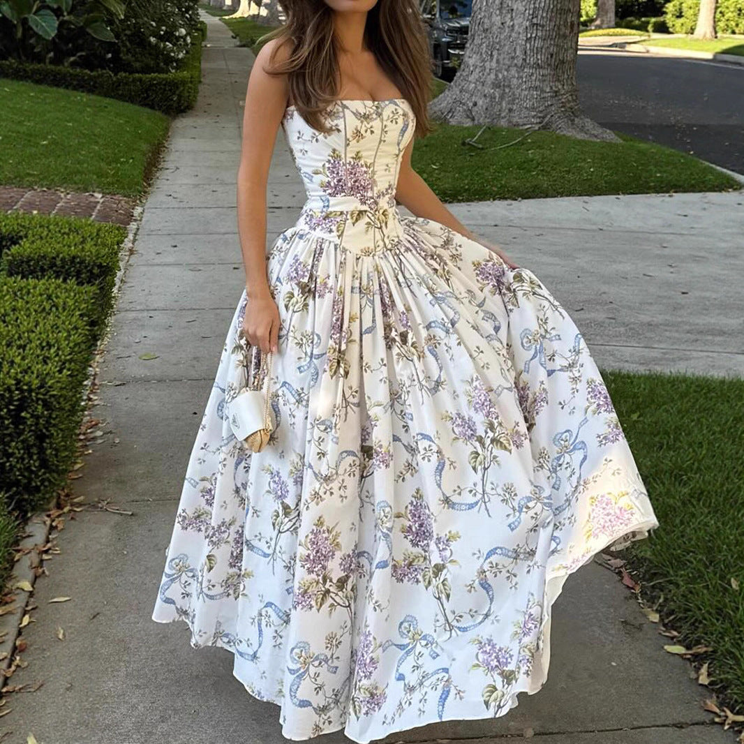Luxury Floral Corset Maxi Dress – Romantic Summer Evening Gown