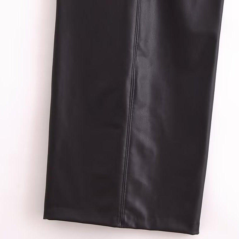 Paris Chic Asymmetrical Faux Leather Midi Dress