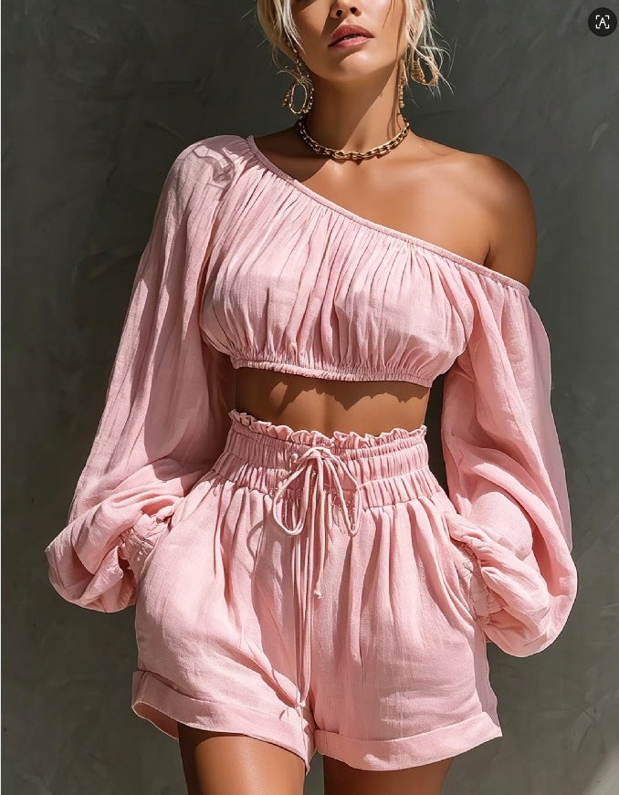 Luna One-Shoulder Resort Set | Crystals Paris