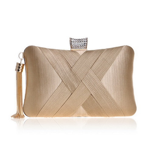 Lumière Woven Satin Evening Clutch