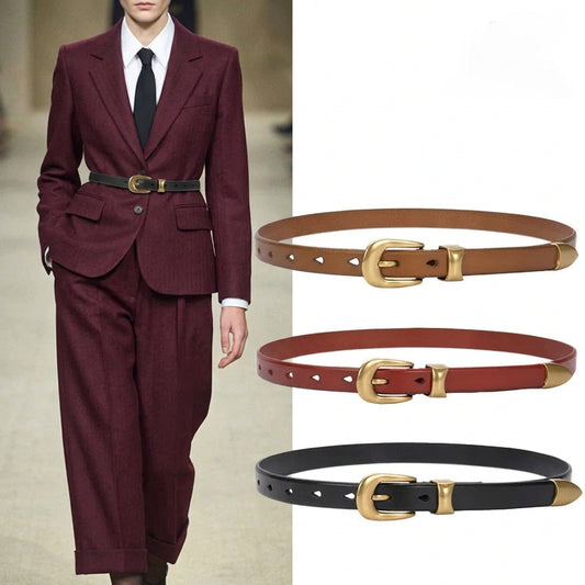 Élise Vintage Gold Buckle Leather Belt