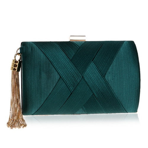 Lumière Woven Satin Evening Clutch