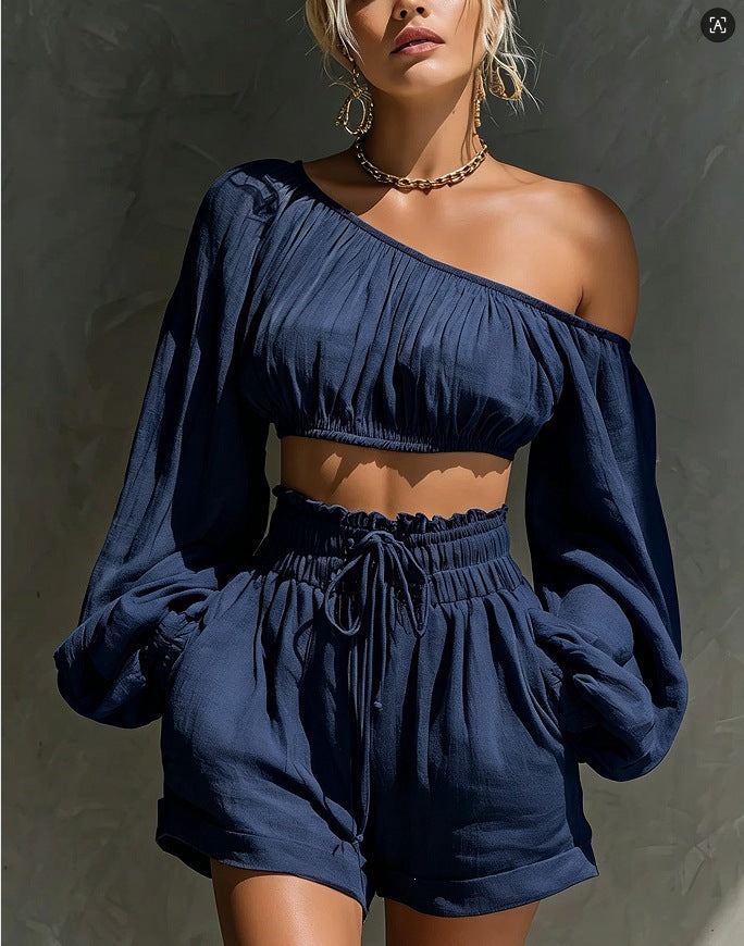 Luna One-Shoulder Resort Set | Crystals Paris