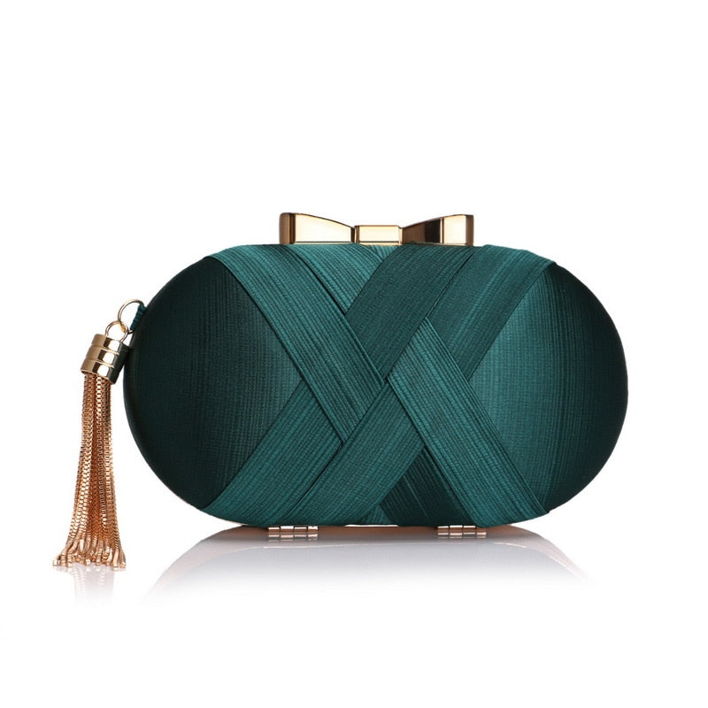 Lumière Woven Satin Evening Clutch