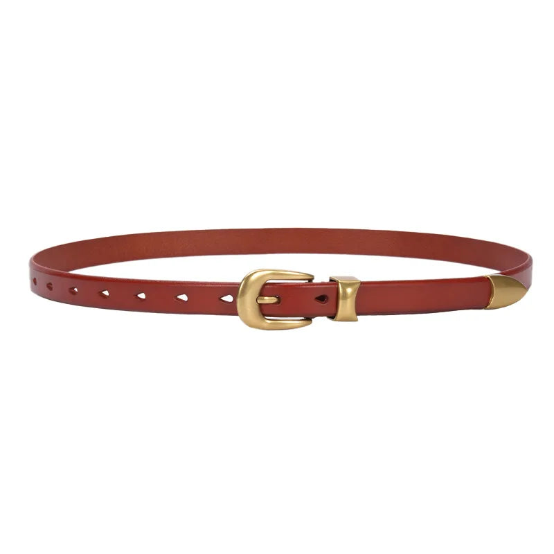 Élise Vintage Gold Buckle Leather Belt