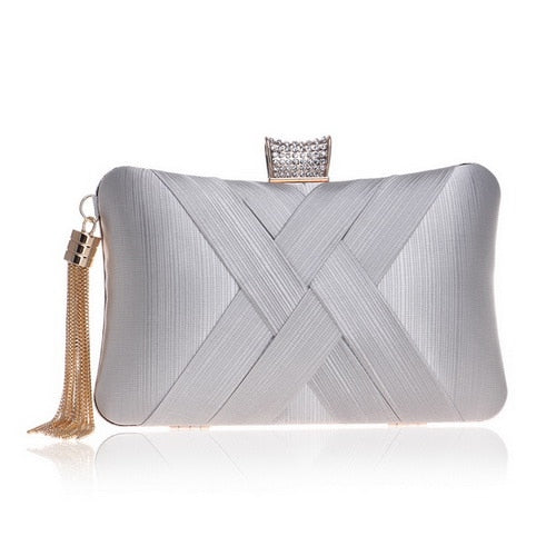 Lumière Woven Satin Evening Clutch